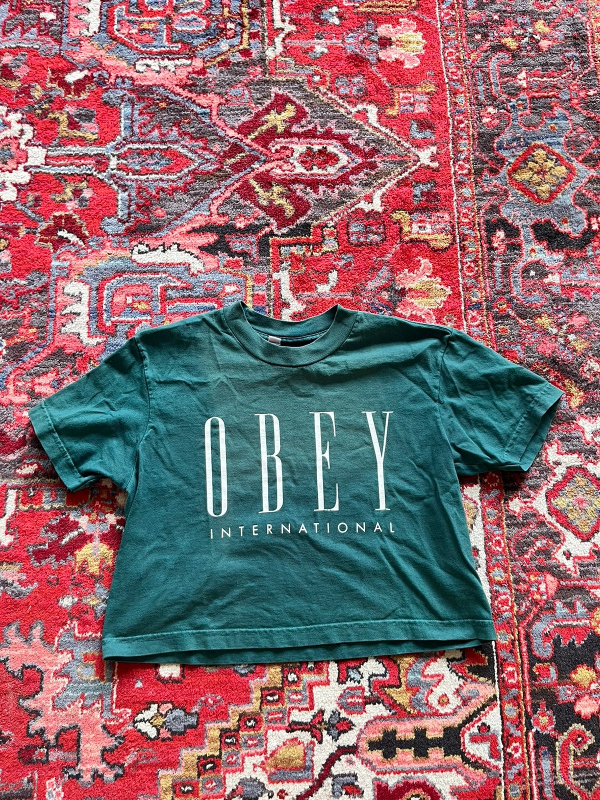 Obey Tshirt maat S donkergroen, Ophalen of Verzenden, Zo goed als nieuw, Korte mouw, Maat 36 (S)