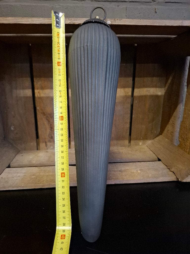 XXL  glazen Kerst druppel 40cm - Antraciet rib, Ophalen of Verzenden, Nieuw