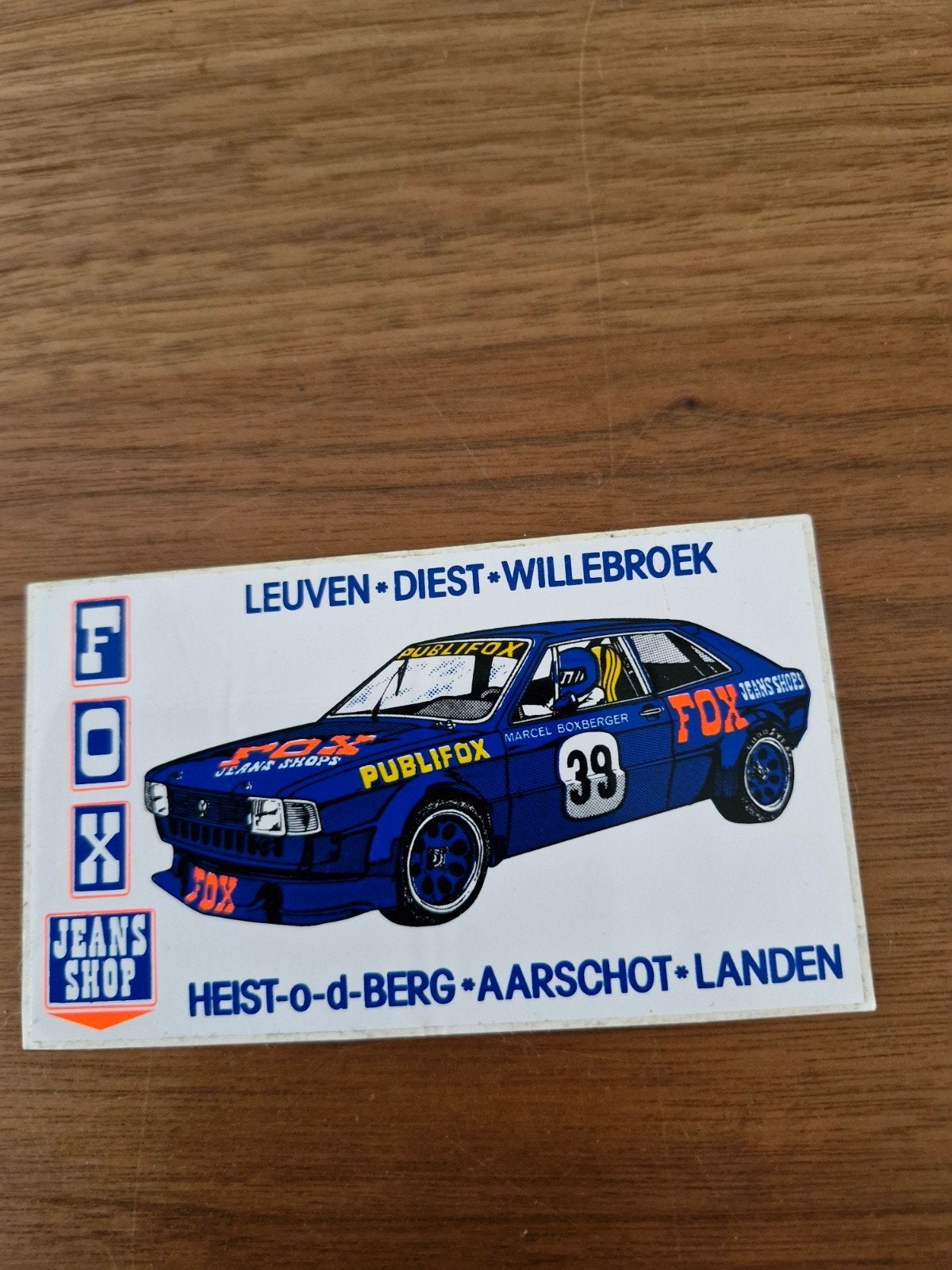 9854  Fox Jeans Shop Sticker - Raceauto Marcel Boxberger, Ophalen of Verzenden, Gebruikt, Auto of Motor