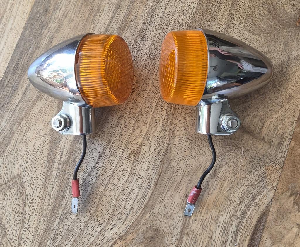 Metalen set knipperlichten voor oldtimer, Motoren, Verzenden, Gebruikt