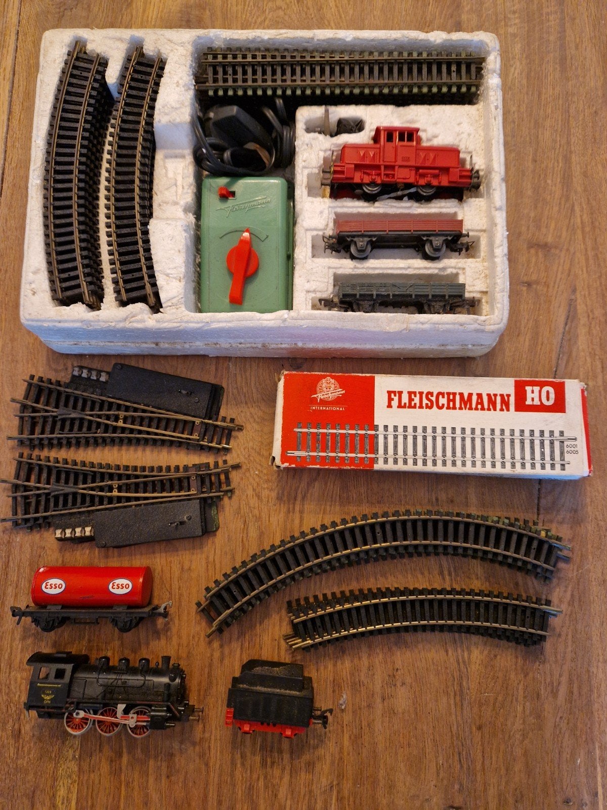 Vintage Fleischmann 1010 HO Treinset met extra rails, Loc &, Hobby en Vrije tijd, Ophalen, Gelijkstroom, Fleischmann, Gebruikt