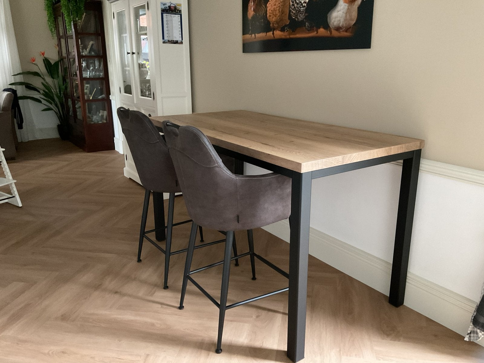 Bartafel met krukken, Huis en Inrichting, Ophalen, 50 tot 100 cm, Zo goed als nieuw, 150 tot 200 cm