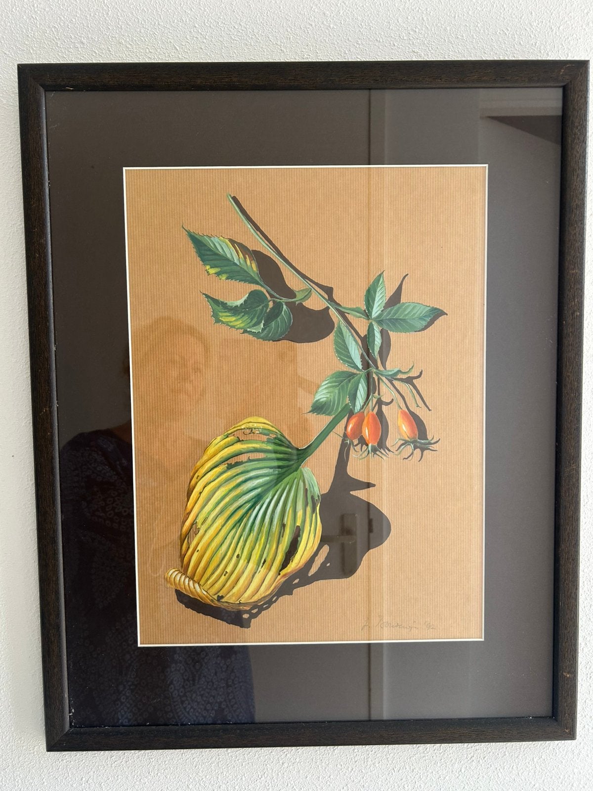 Prachtig realistisch schilderij rozenbottel, Ophalen