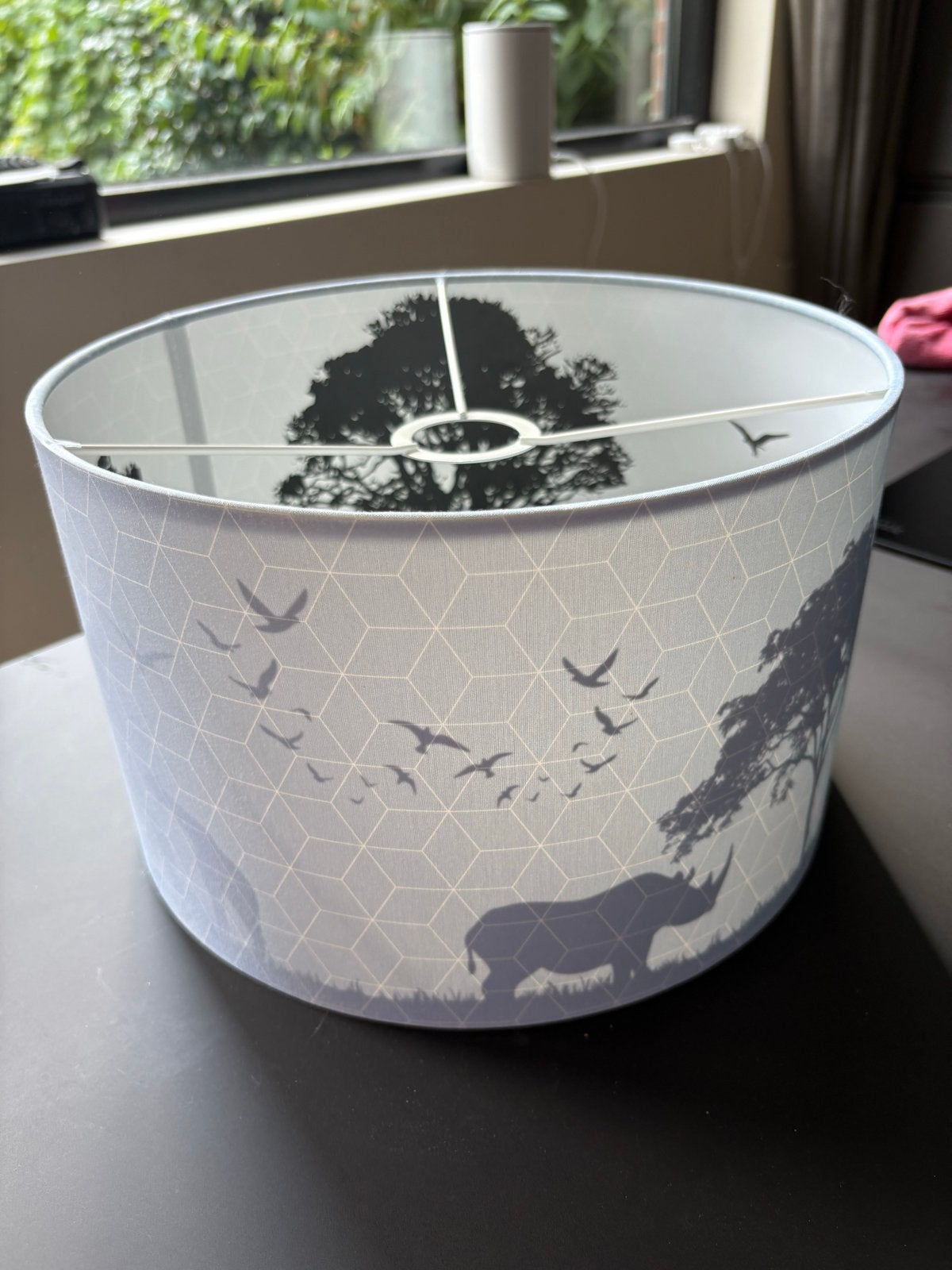 Lampenkap met safari dieren print, Huis en Inrichting, Ophalen, Overige typen, Rond, Zo goed als nieuw