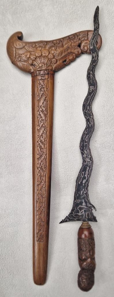 KRIS KERIS outstanding Ukiran & magnificent Pamor + Warangka, Ophalen of Verzenden