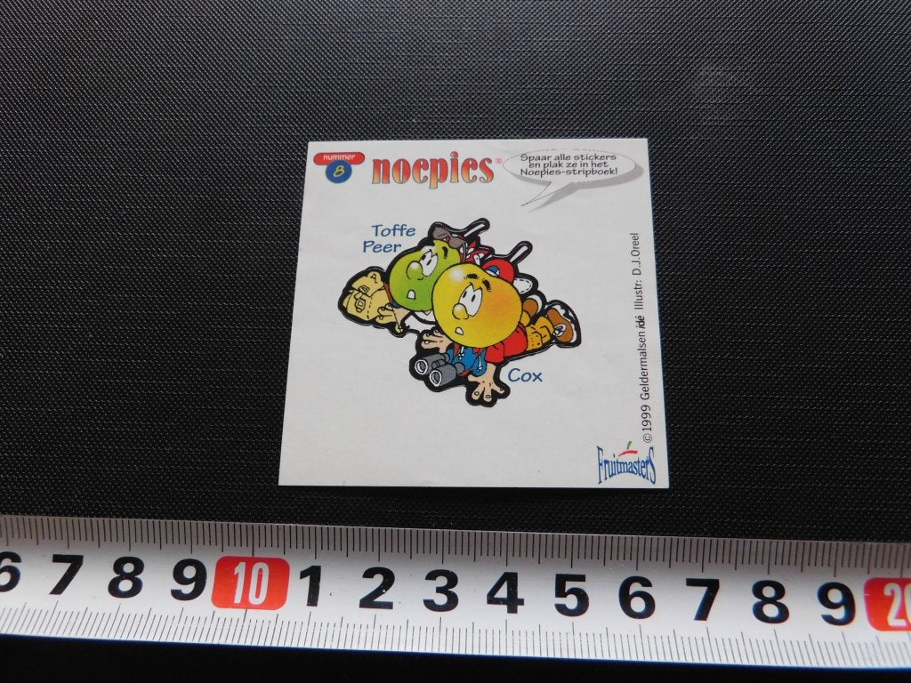 sticker noepies #8 toffe peer cox fruitmasters, Verzamelen, Stickers, Zo goed als nieuw, Ophalen