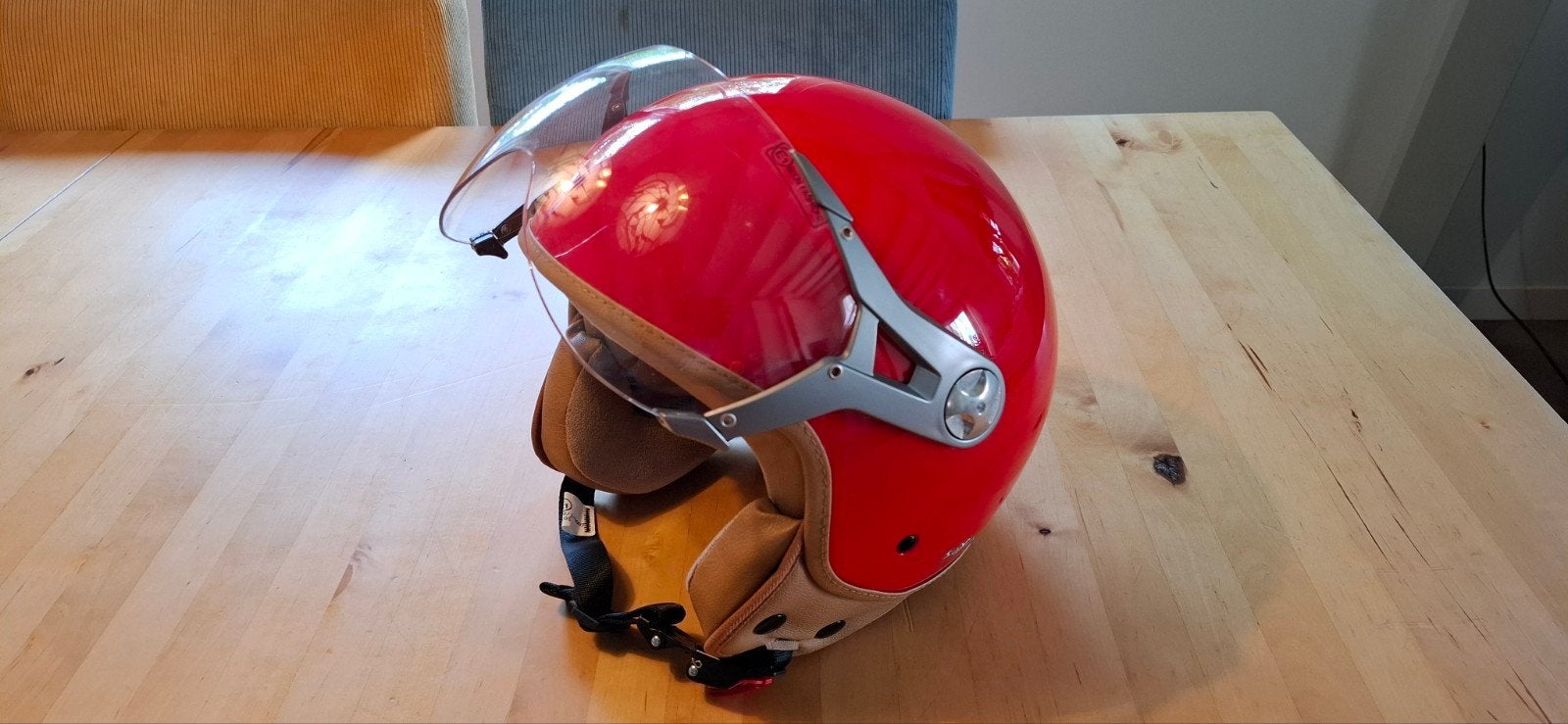 Rode Jethelm - Maat XS (53-54) - Zo goed als nieuw, Motoren, XS, Dames, Jethelm, Tweedehands