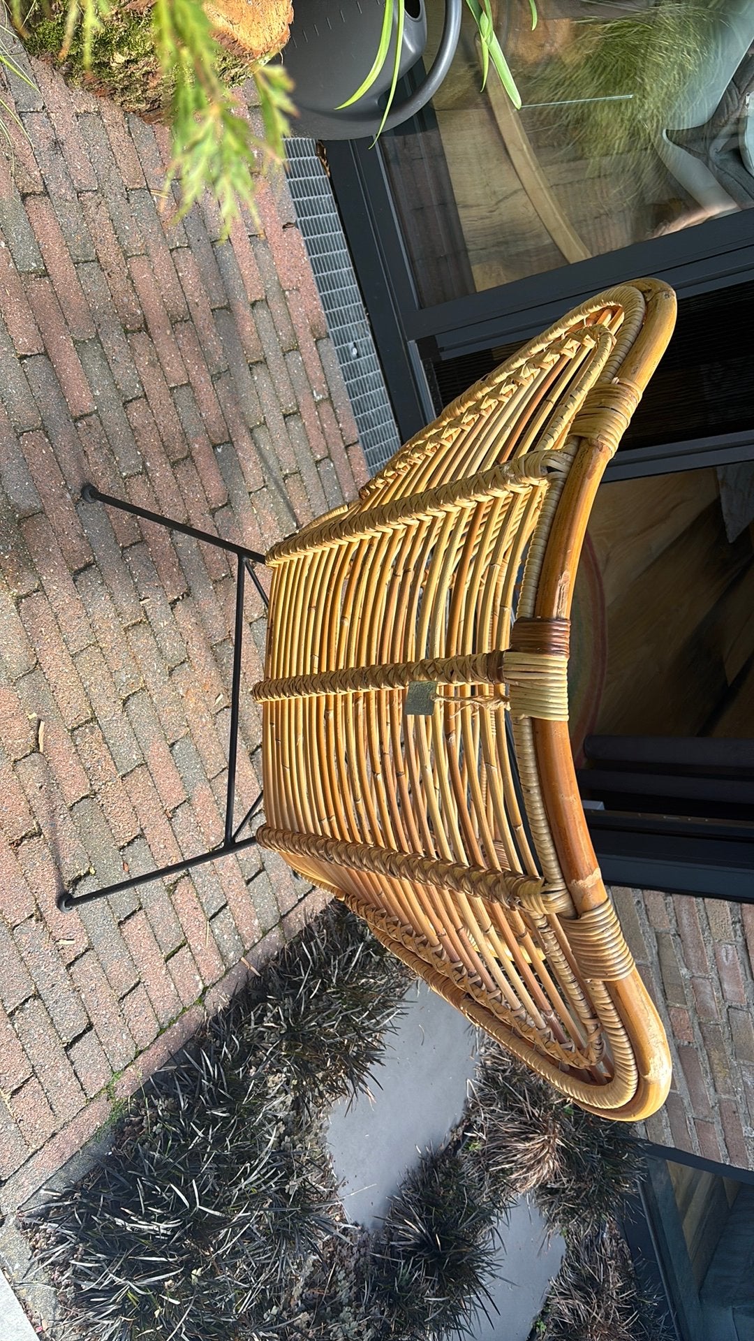 Loungestoel riet naturel, Ophalen, Zo goed als nieuw, Bruin, Eén