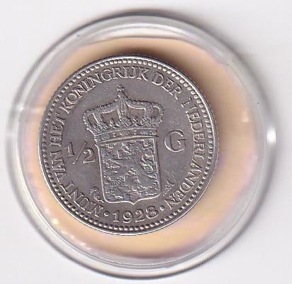 1/2 Gulden 1928 in mindere kwaliteit, ½ gulden, Verzenden, Zilver, Koningin Wilhelmina