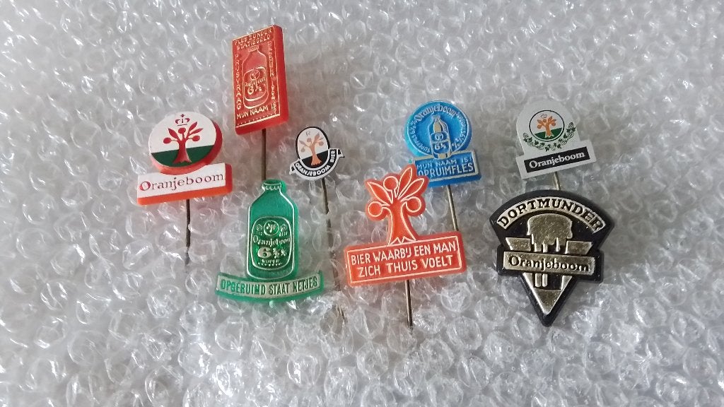 8 verschillende speldjes oranjeboom bier, Verzamelen, Ophalen of Verzenden, Zo goed als nieuw, Overige onderwerpen