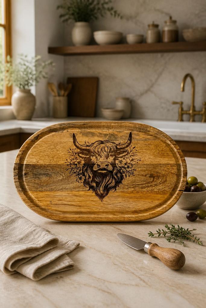 Unieke serveerplank met Hooglander design, Ophalen of Verzenden, Nieuw