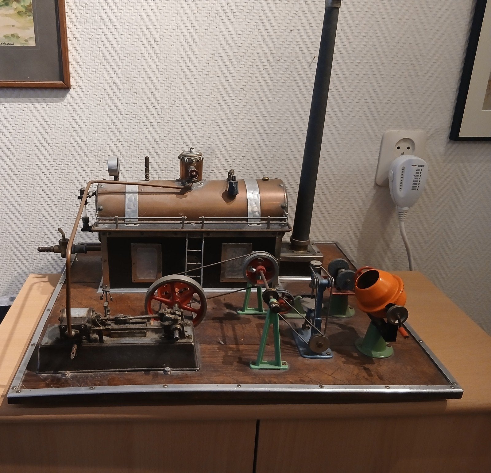 Antieke Stoommachine met Accessoires - Werkend Model, Ophalen, Gebruikt, Groter dan 1:32
