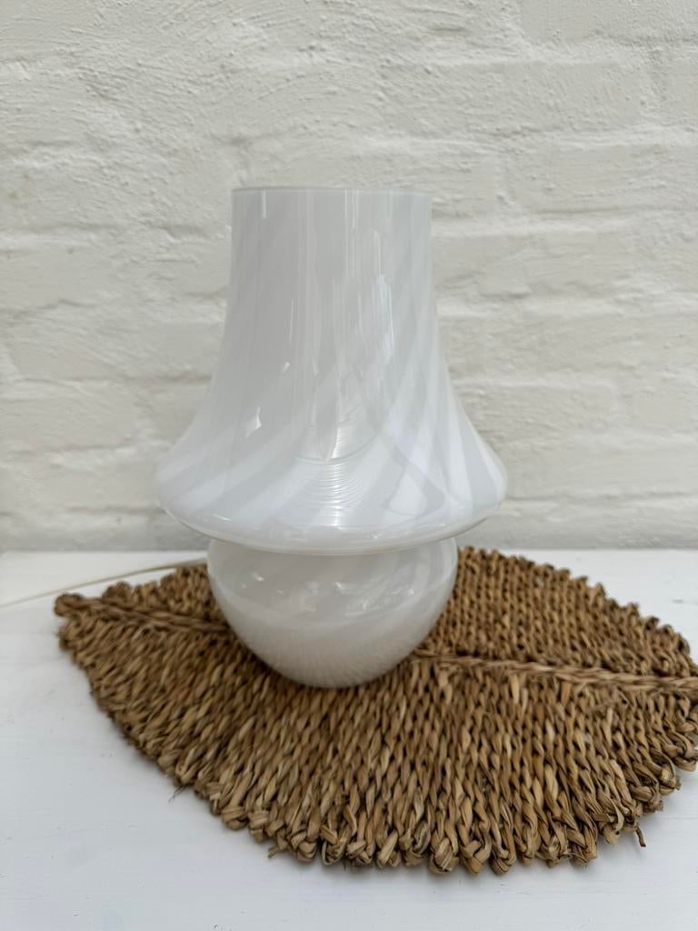 Vintage Murano 'Mushroom' Tafellamp, Huis en Inrichting, Vintage, Ophalen of Verzenden, Zo goed als nieuw, Wit
