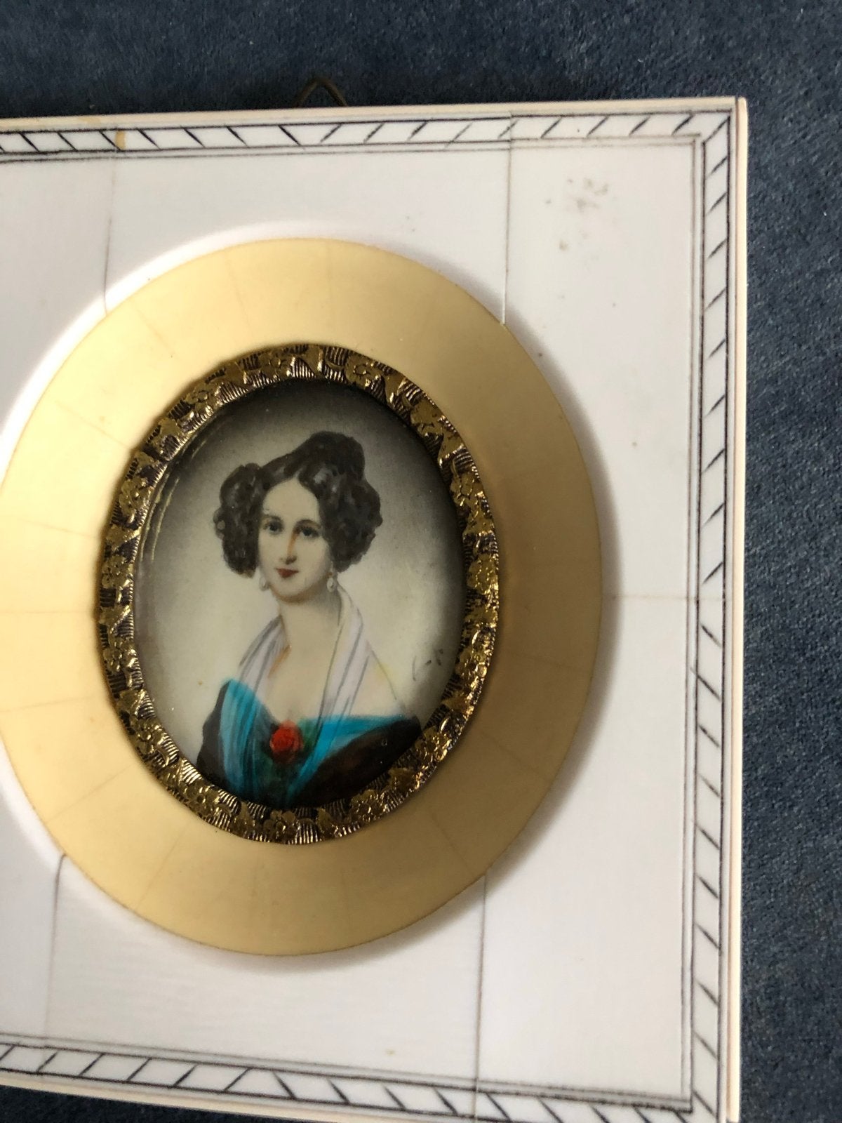 Antiek Miniatuur Portret van voor 1940, Ophalen of Verzenden