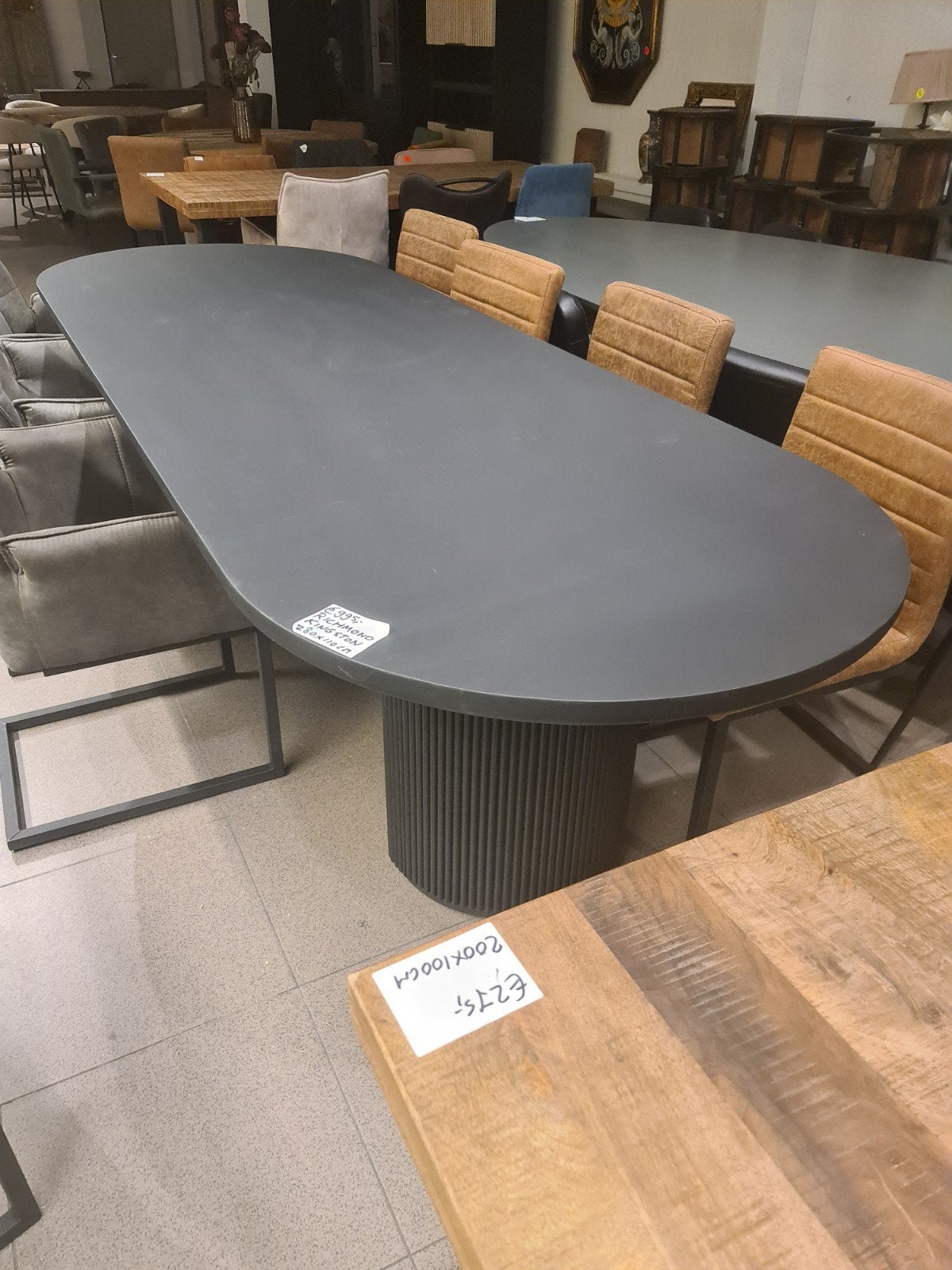 nieuwe Richmond Kingston eettafel 280cm plat ovaal €995, Ophalen, Hout, Zwart, .
