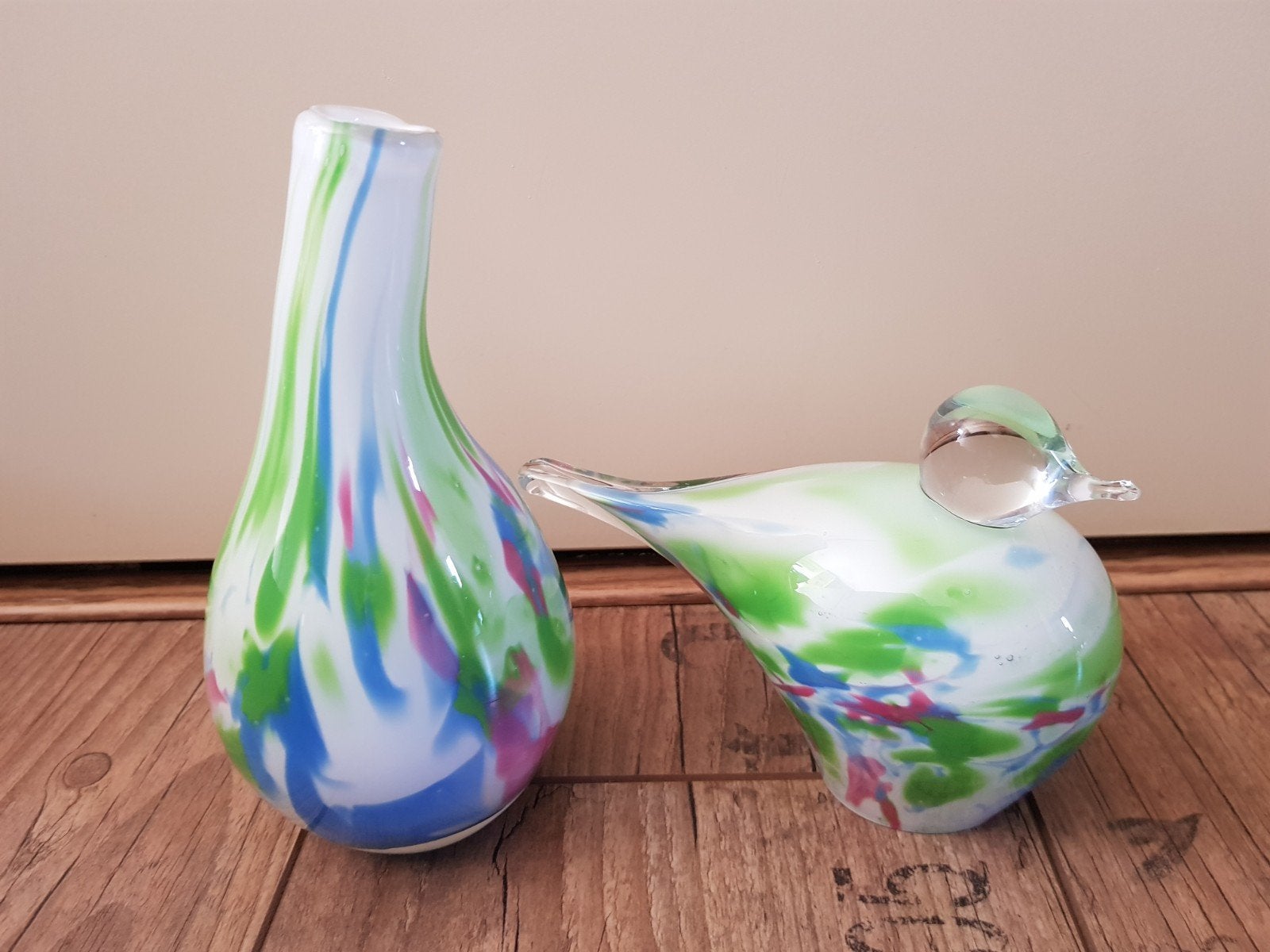 Fidrio vaas en vogel / desig glaswerk / fidrio glaswerk, Ophalen of Verzenden, Object, Glas, Set