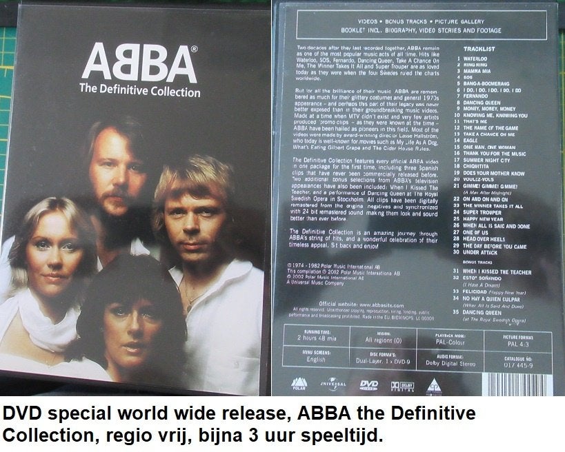 DVD ABBA, the definitive collection bijna 3 uur muziek, Alle leeftijden, Ophalen of Verzenden, Zo goed als nieuw