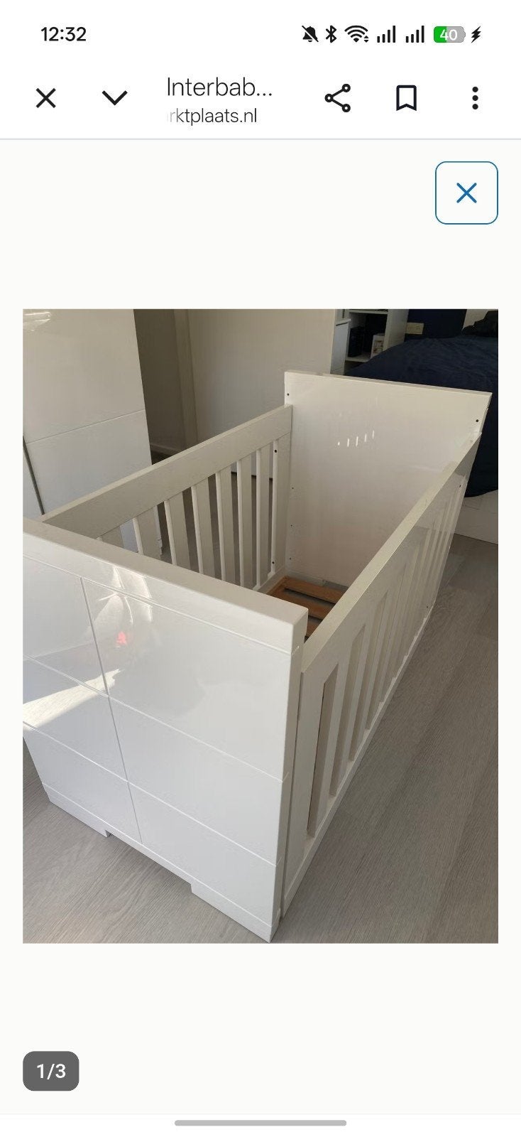 Interbaby Ledikant Hoogglans Wit - Matras Optioneel, Ophalen