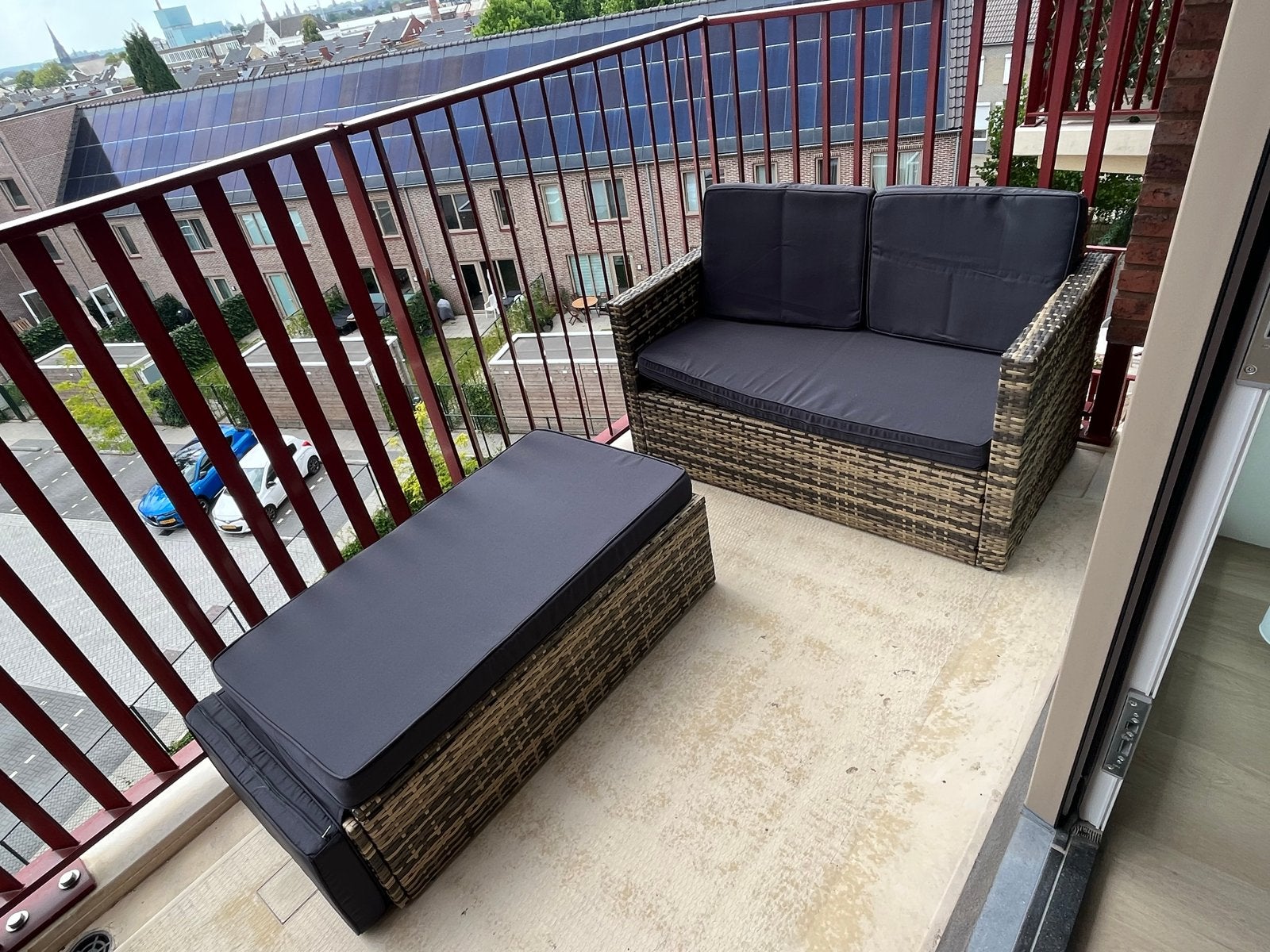 Loungeset loungebank en hocker, Tuin en Terras, Tuinsets en Loungesets, Ophalen, Zo goed als nieuw, Wicker, Hocker