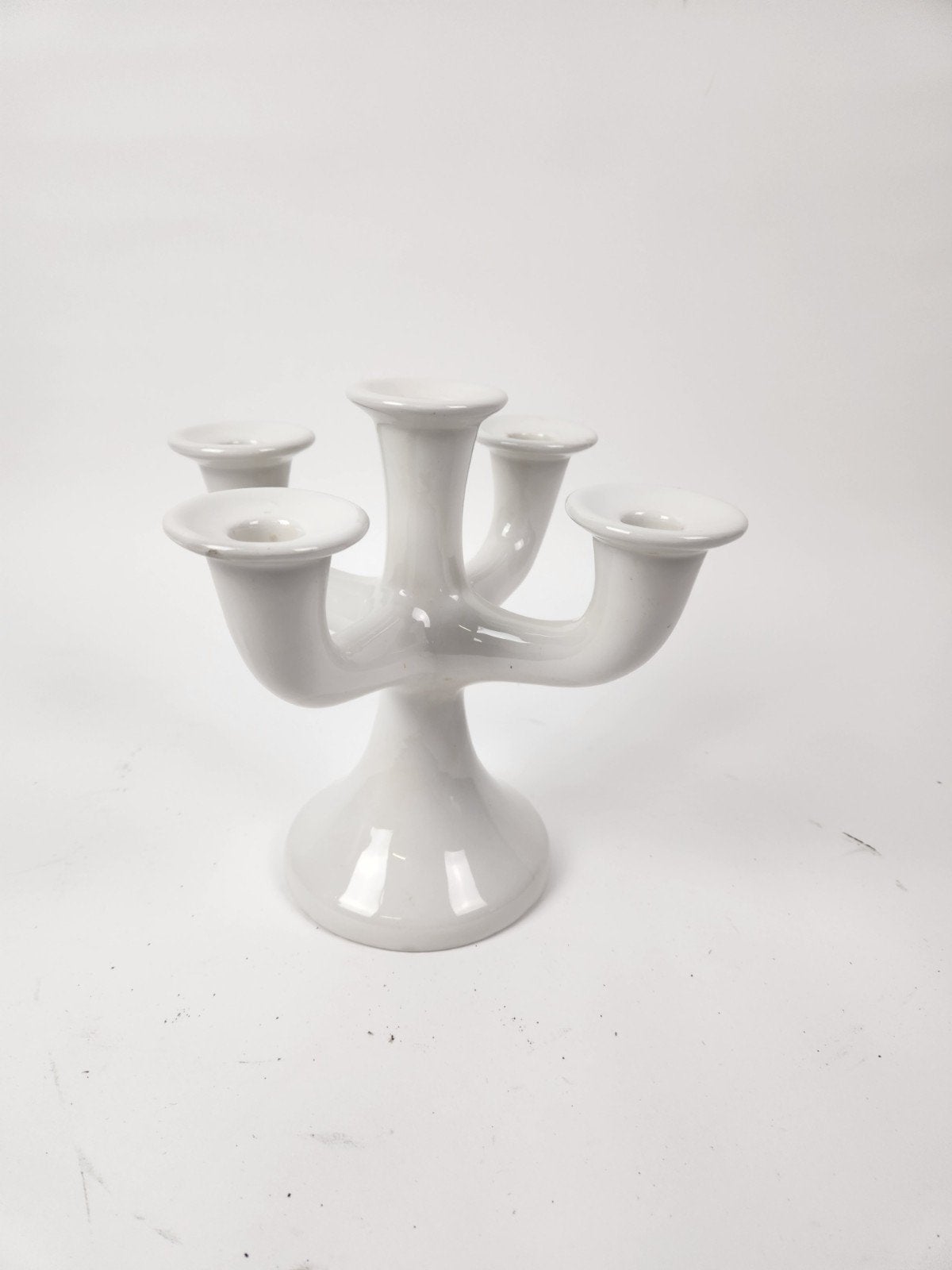 Witte keramieken kandelaar met 5 armen, Antiek en Kunst, Ophalen of Verzenden