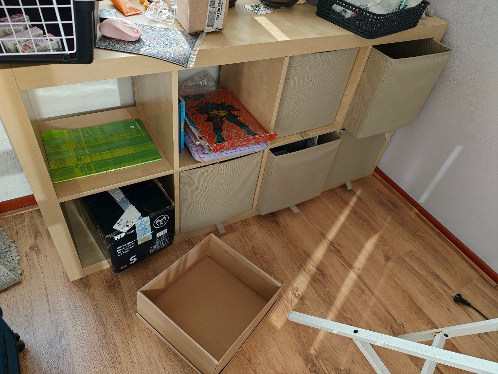 IKEA Kallax + 5 storage boxes / opbergbakken (met lift), Ophalen, Minder dan 35 cm, Minder dan 40 cm, Doos
