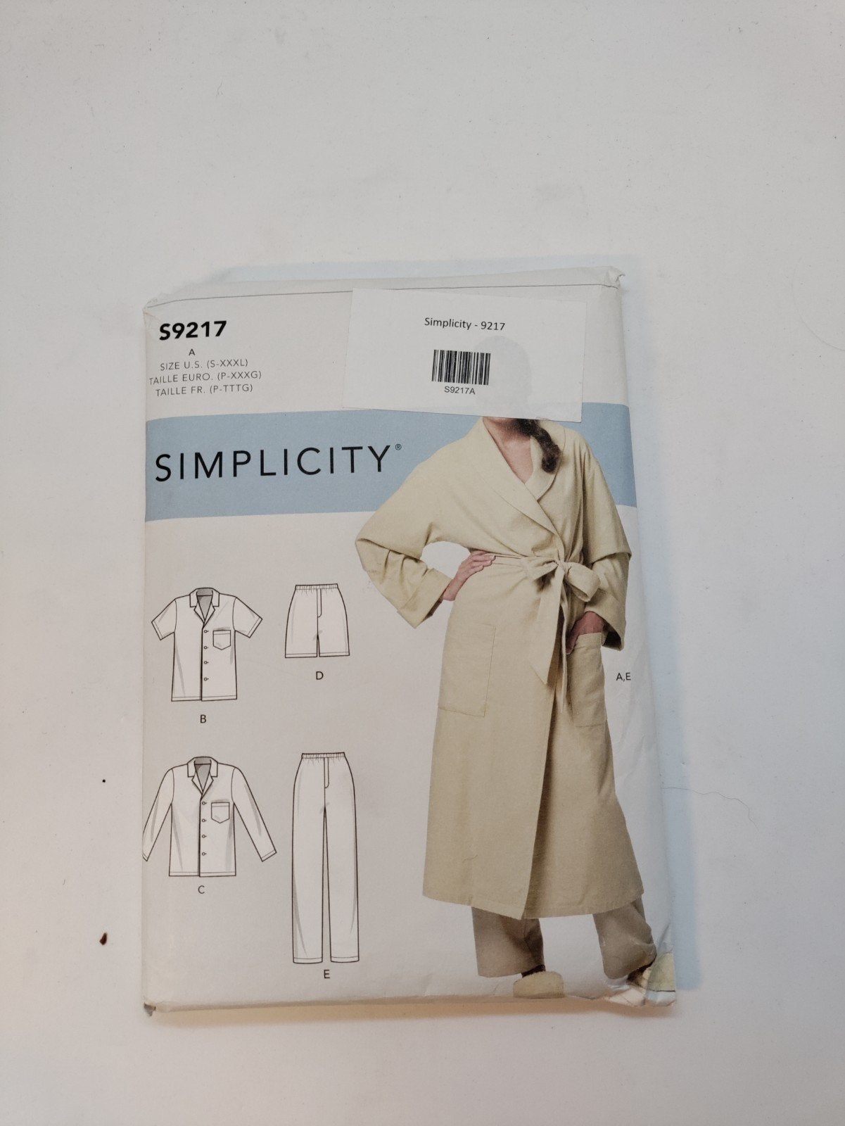 Simplicity S9217 Naaipatroon Dames & Heren Badjas Pyjama, Hobby en Vrije tijd, Kledingpatronen, Ophalen of Verzenden