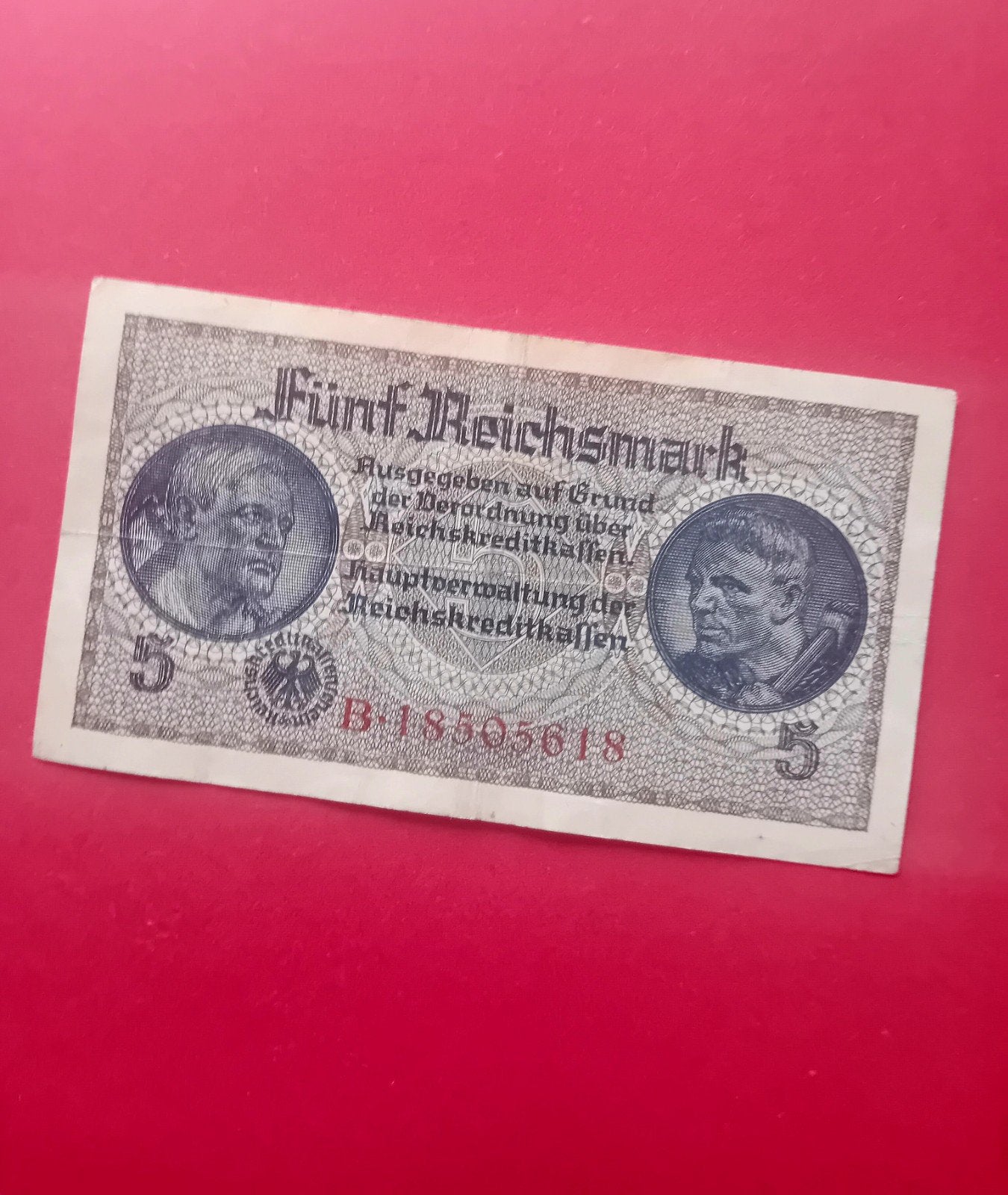 Historisch 5 Reichsmark biljet uit Duitsland, Ophalen of Verzenden
