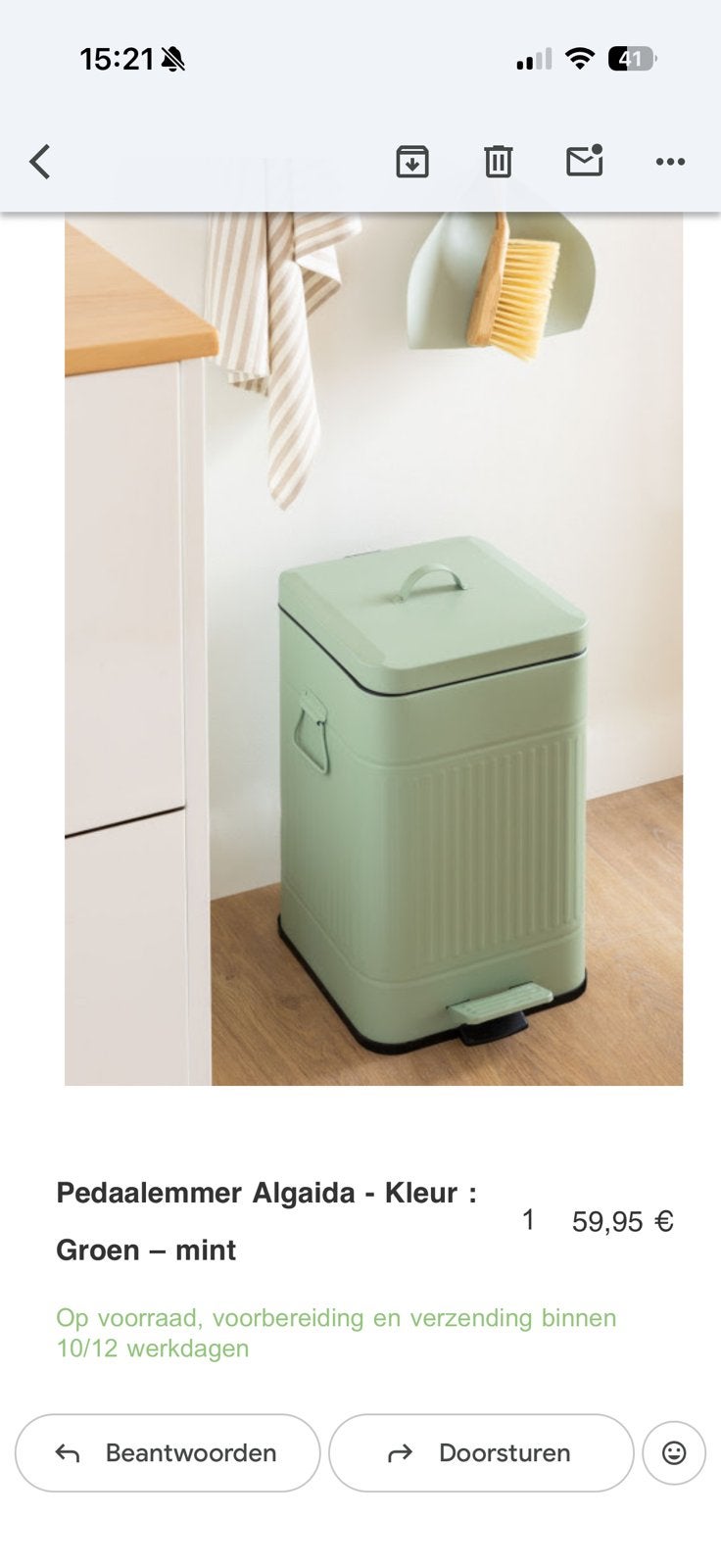 Pedaalemmer 20L Groen, 20 tot 30 liter, Ophalen, Zo goed als nieuw, Metaal