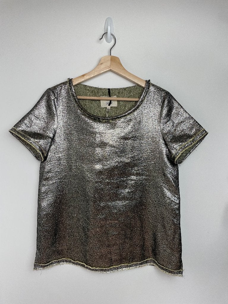 Diega zilveren lamé top metallic met geel maat M, Maat 38/40 (M), 6 rue Béranger 75003 Paris, Eshop@diega.fr, Overige kleuren