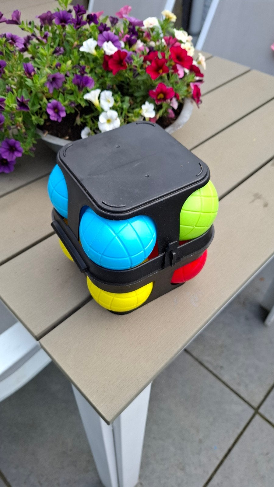 Boccia set met 4 kleurrijke ballen en houder, Ophalen of Verzenden, Zo goed als nieuw