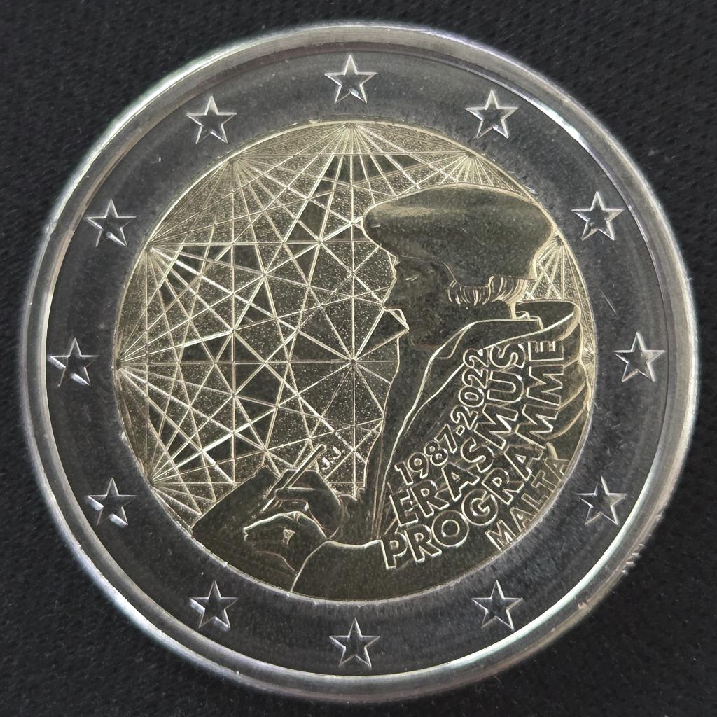 €2 Malta 2022: Erasmus, Postzegels en Munten, Munten | Europa | Euromunten, Ophalen of Verzenden, Malta, 2 euro, Losse munt