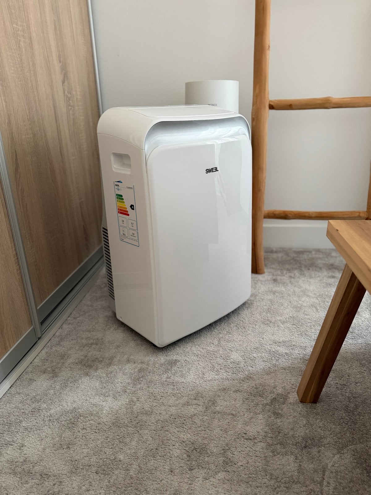 Sweel mobiele airco 2,5 kW met afstandsbediening, Ophalen, Minder dan 60 m³, 3 snelheden of meer, Zo goed als nieuw