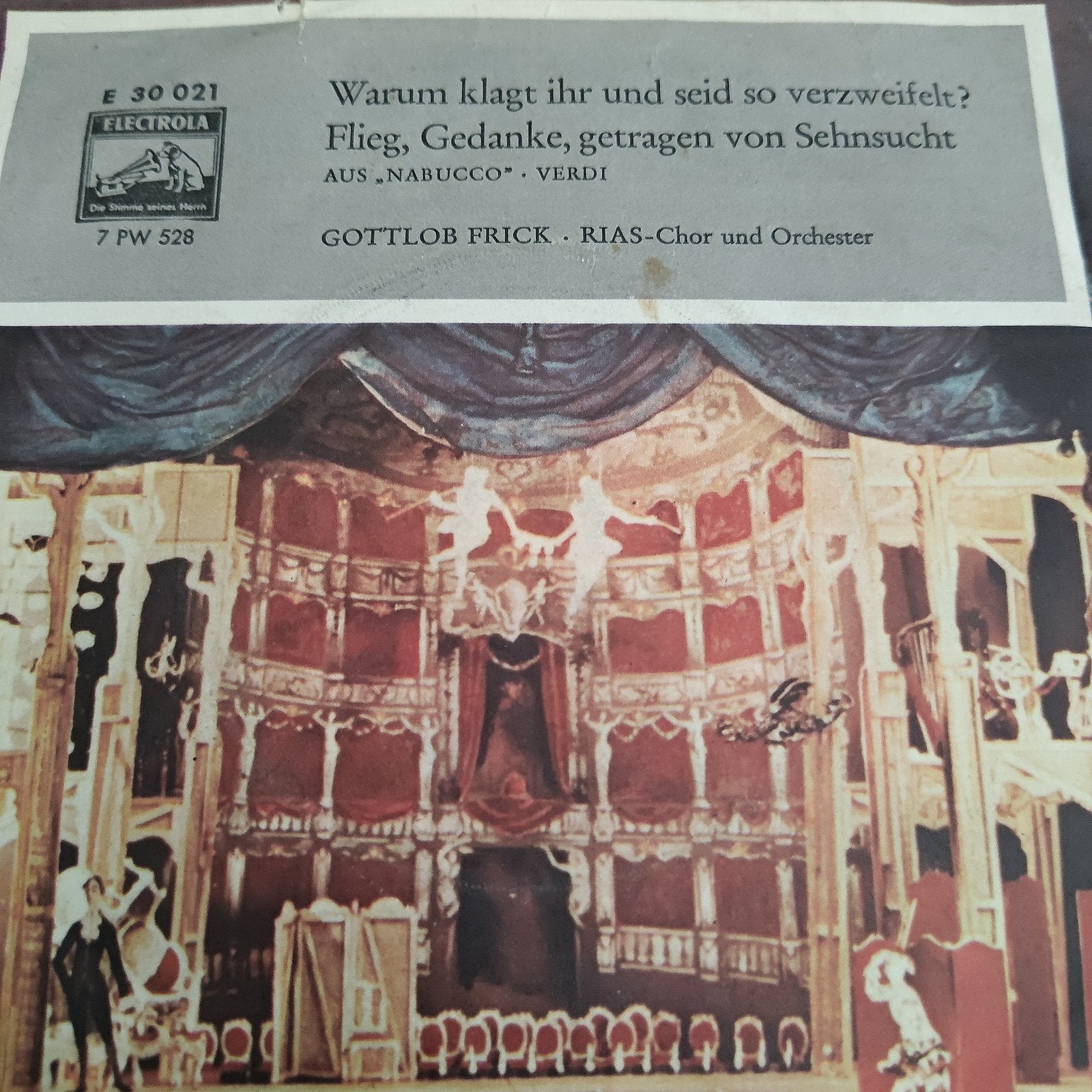 Verdi - Nabucco: Gottlob Frick, RIAS-Chor en Orkest, Ophalen of Verzenden, Gebruikt, 7 inch
