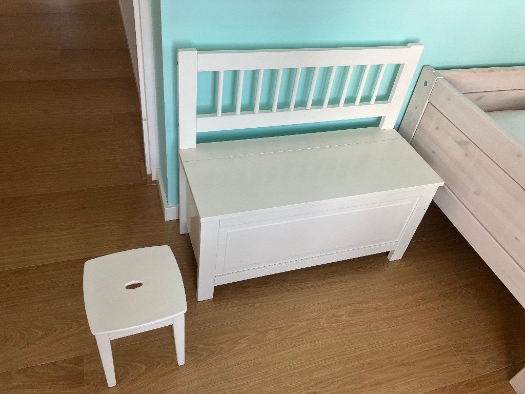 IKEA houten opbergbank / speelgoedkist (wit) - evt. met kruk, Kinderen en Baby's, Ophalen, Gebruikt, Stoel(en)