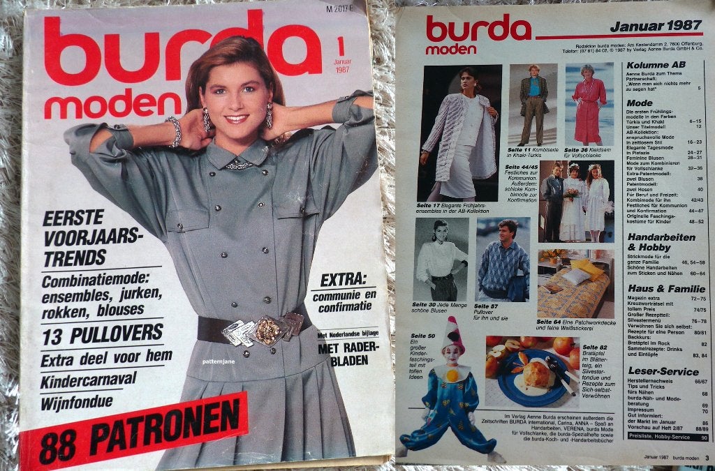 2 x BURDA de nummers januari 1987 EN - 1988, Verzenden, Vrouw, Burda, Overige typen