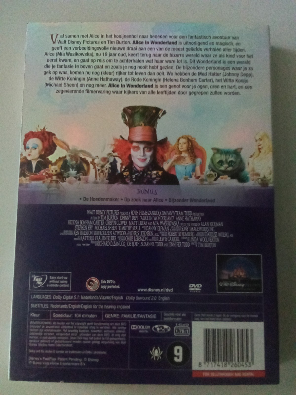 Alice in Wonderland - Tim Burton Fantasyfilm met Johnny Depp, Vanaf 9 jaar, Ophalen of Verzenden, Zo goed als nieuw, Fantasy