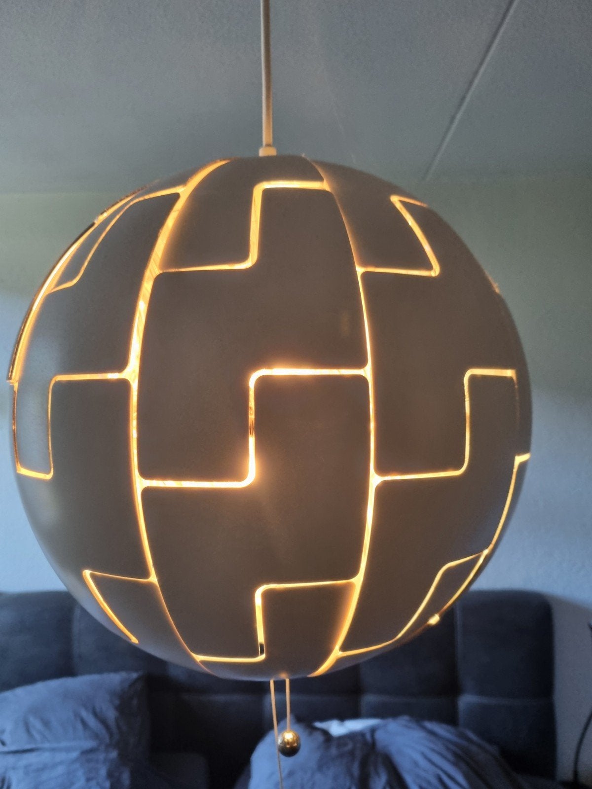 Hanglamp wit/zilver, modern design, Ophalen, Gebruikt, E27 (groot), Metaal