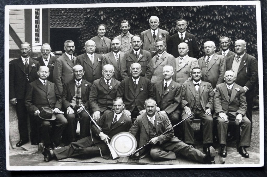 Fotokaart Duitse schietvereniging, geweren en doel, Verzenden, 1920 tot 1940, Ongelopen, Overige thema's