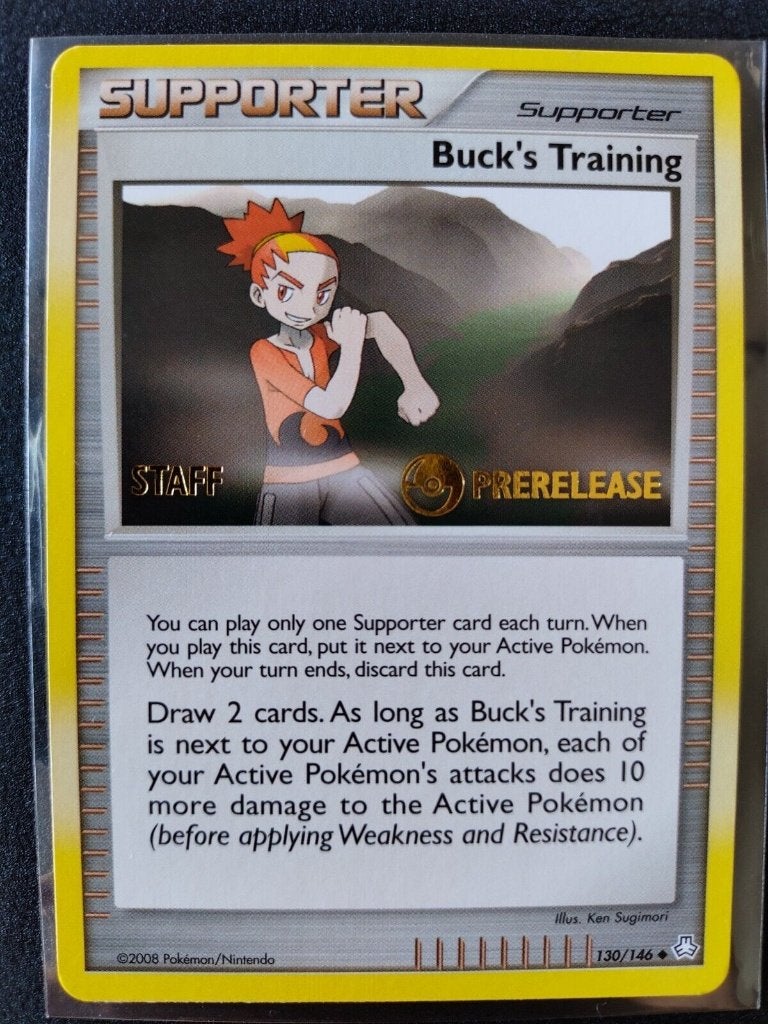 pokemon promo buck's training prerelease STAFF, Ophalen of Verzenden, Zo goed als nieuw, Losse kaart