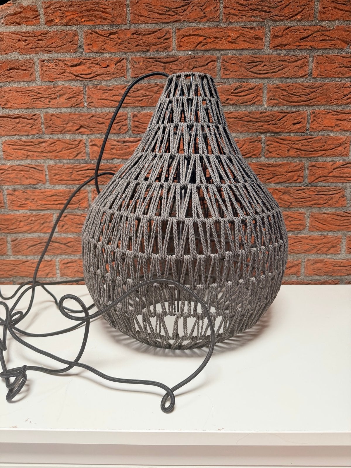 Zwarte hanglamp, Ophalen, Gebruikt, Textiel, E27 (groot)