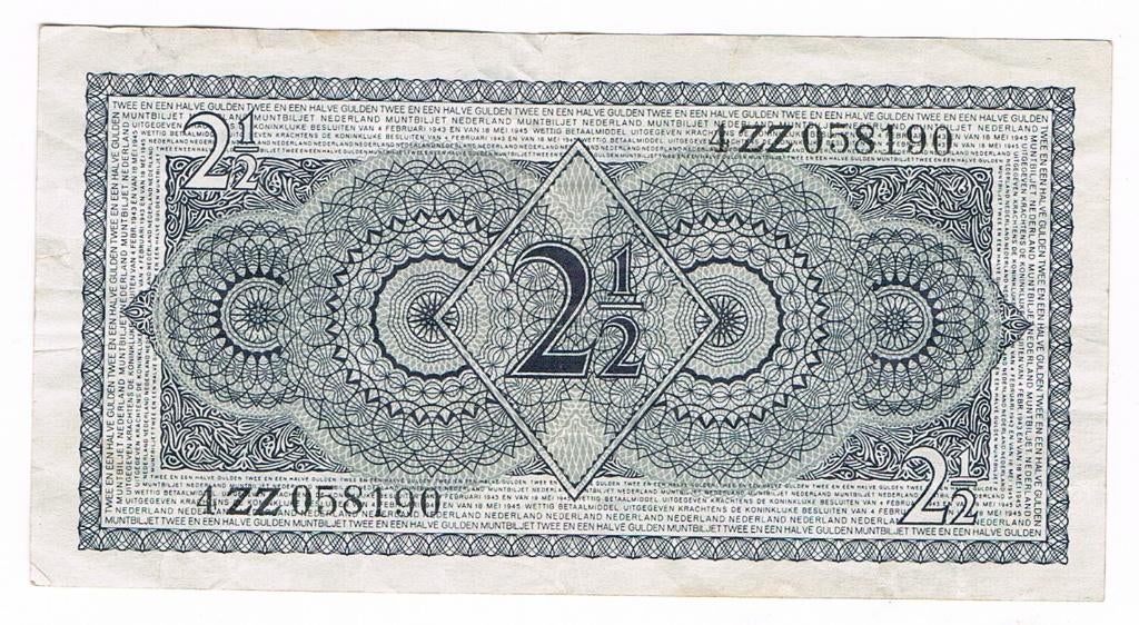 2 1/2 gulden 8-8-1949 Juliana, Postzegels en Munten, Bankbiljetten | Nederland, Ophalen of Verzenden, 2½ gulden, Los biljet