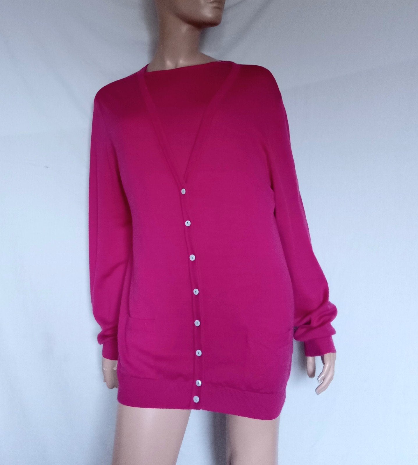 PETER HAHN Twinset , Maat 44 - 46 , PURE NEW WOL, Ophalen of Verzenden, Zo goed als nieuw, Maat 46/48 (XL) of groter, Roze