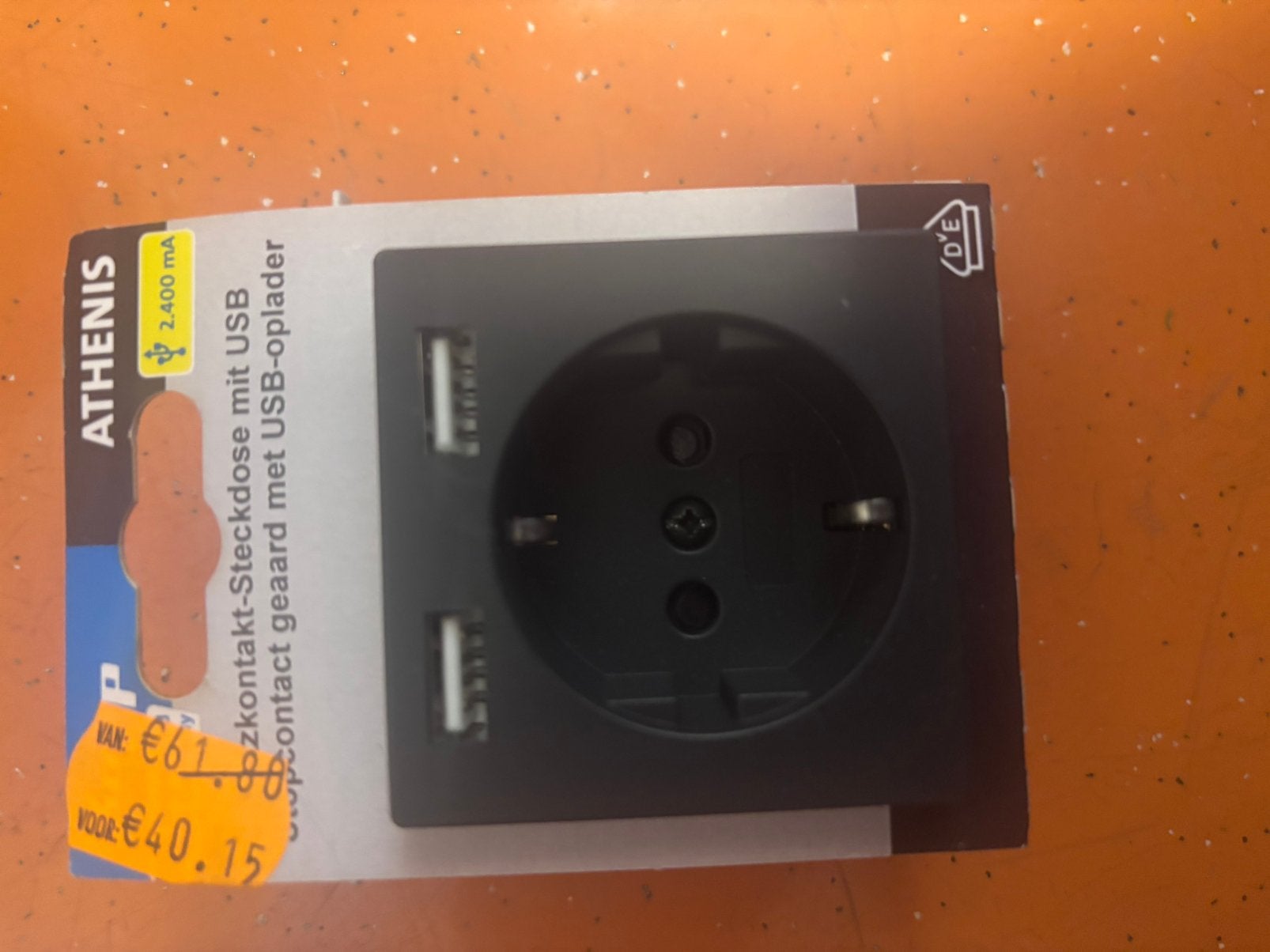 Stopcontact met 2 x usb athens en kopp, Ophalen of Verzenden, Nieuw, Stopcontact