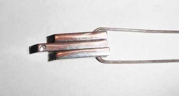 Ketting 925 modern staafjes zirkonia, Met hanger, Verzenden, Zo goed als nieuw, Zilver