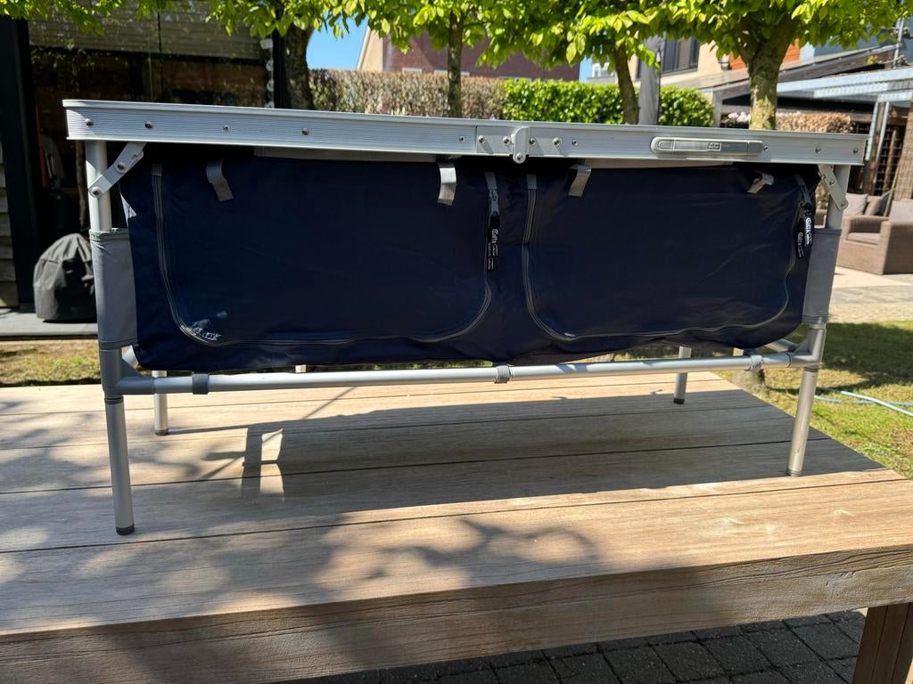 Defa camping kastje laag met verstelbare poten - blauw, Ophalen of Verzenden, Gebruikt