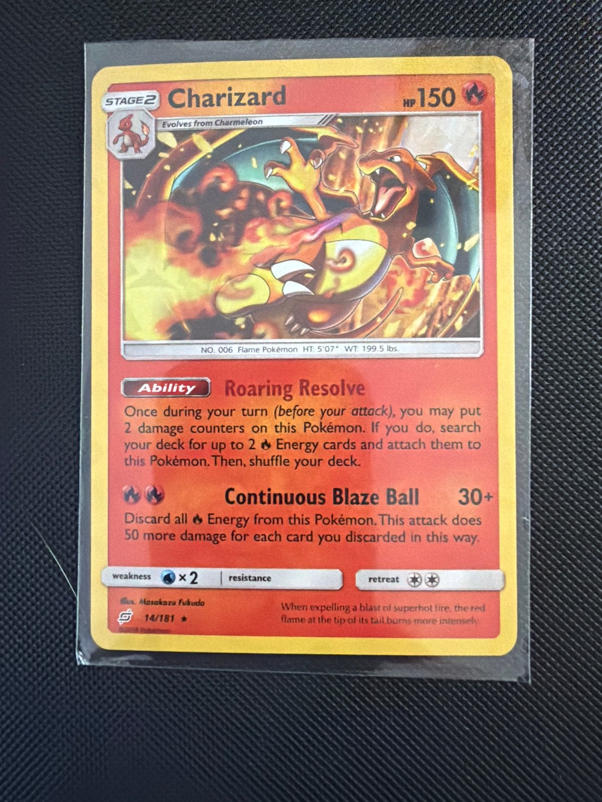 Pokémon Kaart Charizard 14/181 - Roaring Resolve, Ophalen of Verzenden, Zo goed als nieuw, Losse kaart