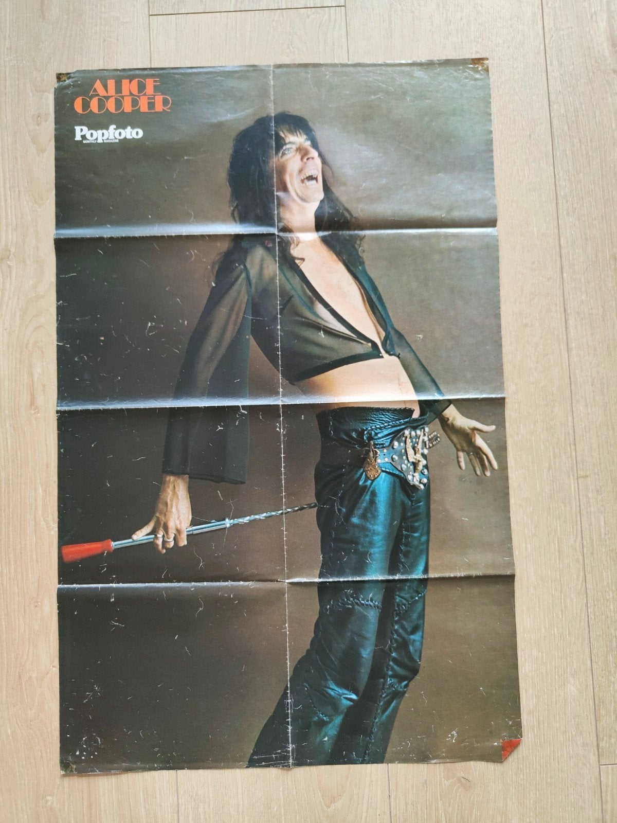 Popfoto super poster Alice Cooper, Verzamelen, Ophalen of Verzenden, Gebruikt, Deurposter of groter, Muziek