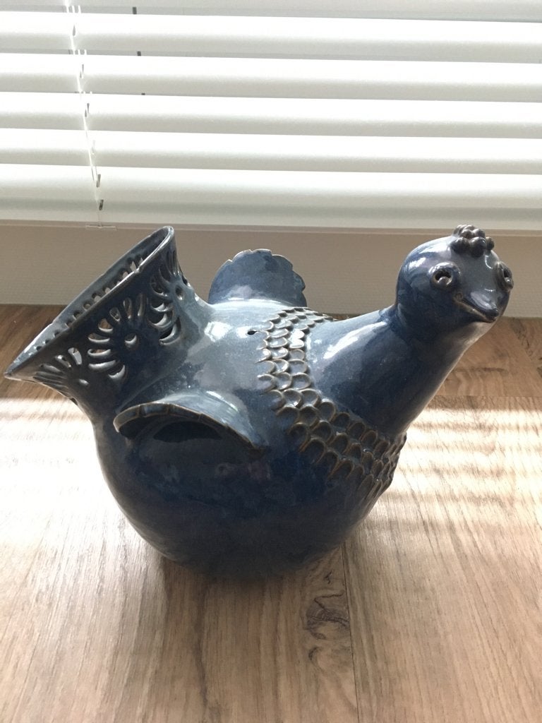 Grote vogel blauw - keramiek - in perfecte staat!, Geglazuurd, Ophalen of Verzenden, Steen of Keramiek, Beeld