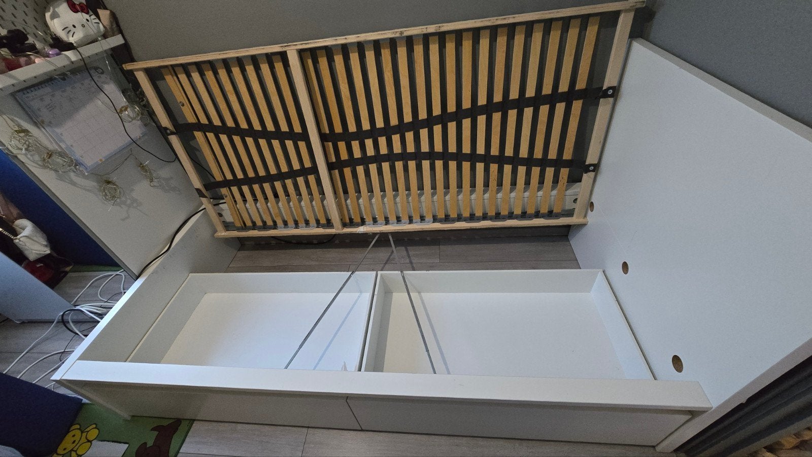 Ikea MALM Bedframe, hoog, met 2 bedlades, wit, 90x200 cm, Ophalen, 110 cm of meer