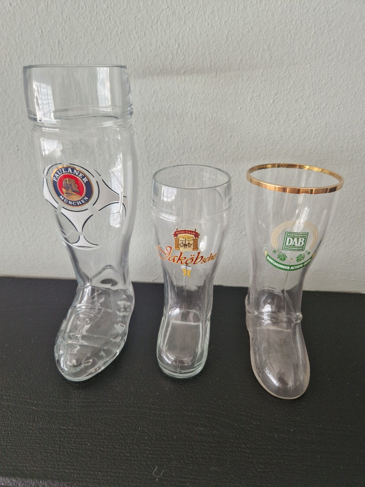 Bierlaarzen glazen - Paulaner, Jakobshof, DAB, Ophalen of Verzenden, Zo goed als nieuw, Glas of Glazen, Overige merken